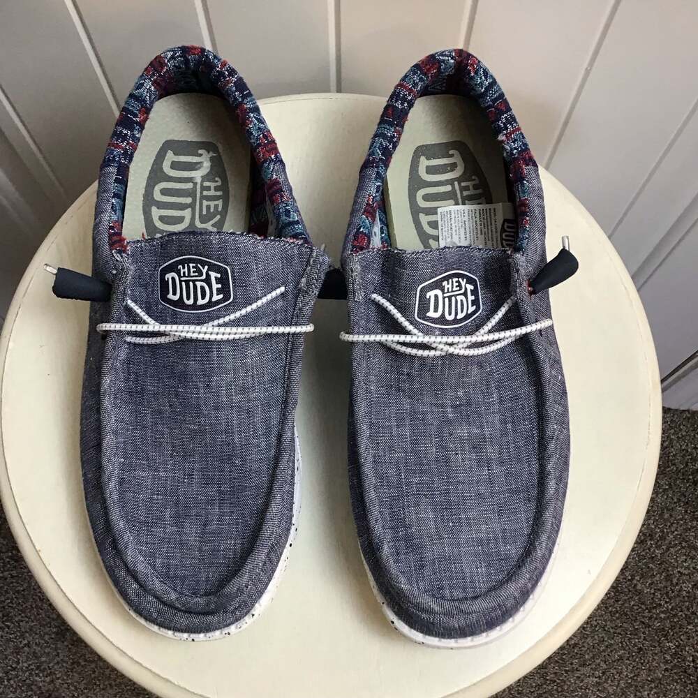 Hey Dude Wally Funk Jacquard Tribe Blue Loafers Men’s Size  9 / Women’s 11
